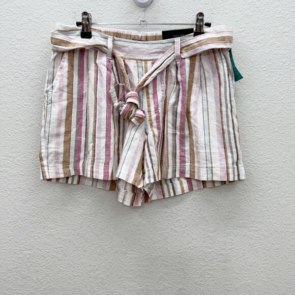 Maurices Colorful Stripe Linen Blend Belted Shorts Womens size Small NEW - Picture 1 of 9